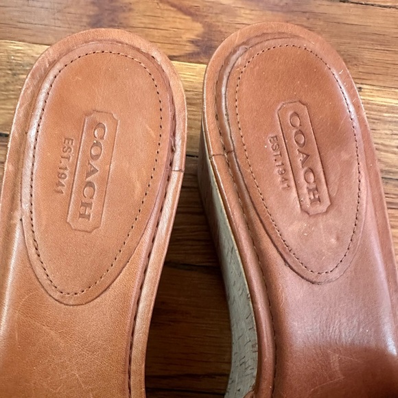 Coach Jazmin Natural Canvas & Brown Leather Accent Platform Slide Sandal 8.5 - Picture 5 of 6
